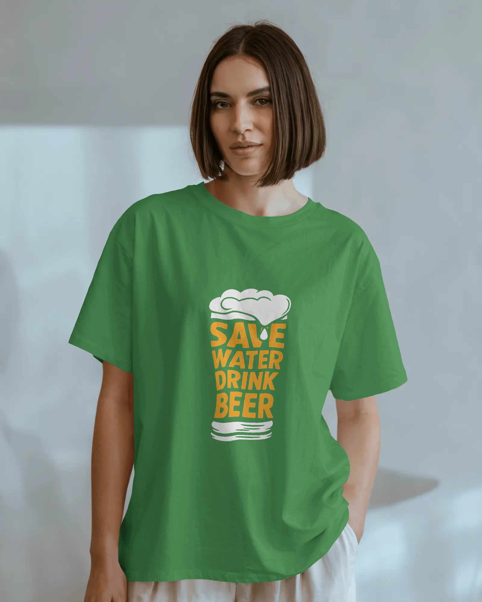 Save Water Drink Beer Unisex Classic Fit T-Shirt Green