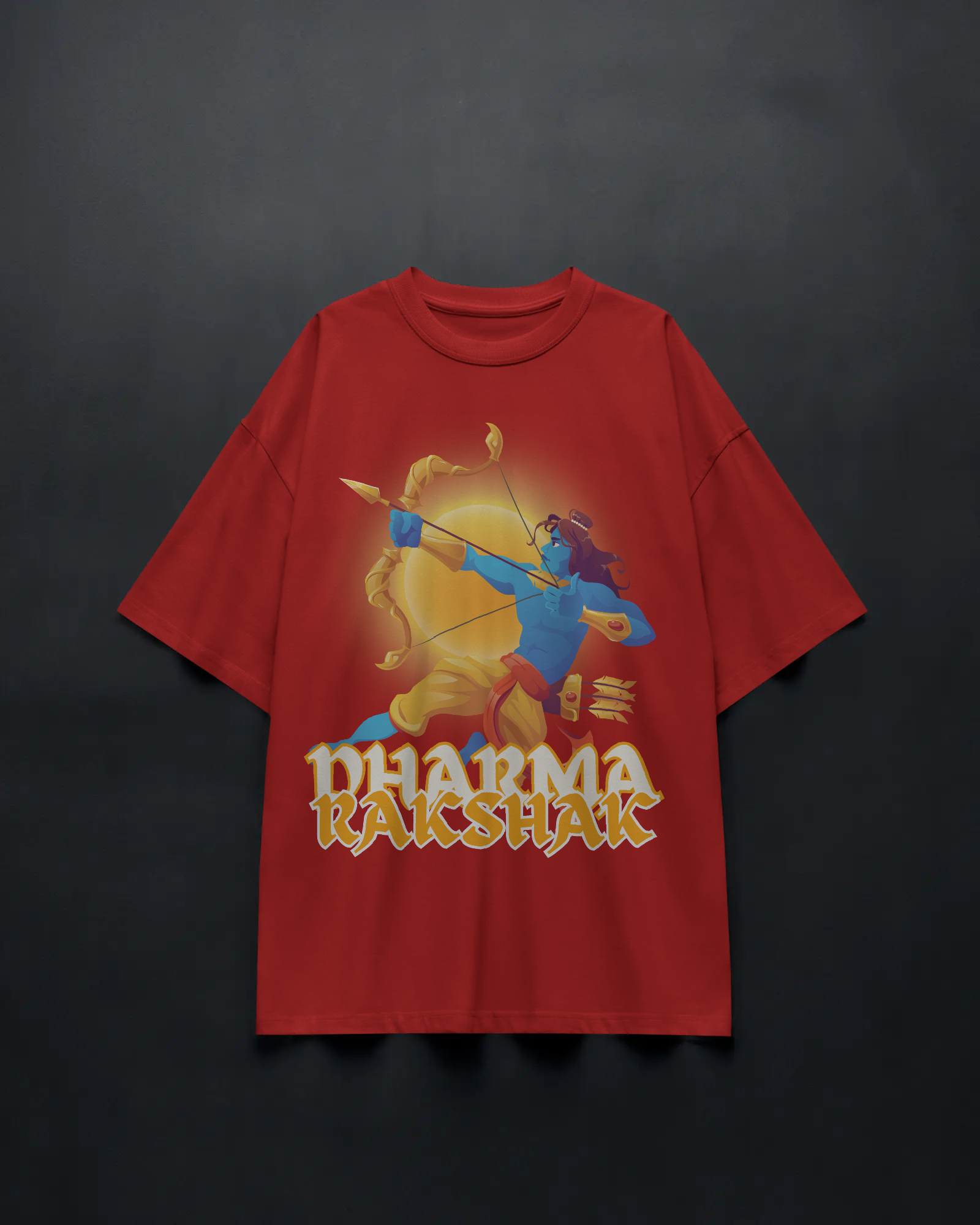 Dharma Rakshak Premium Oversized T-Shirt Red