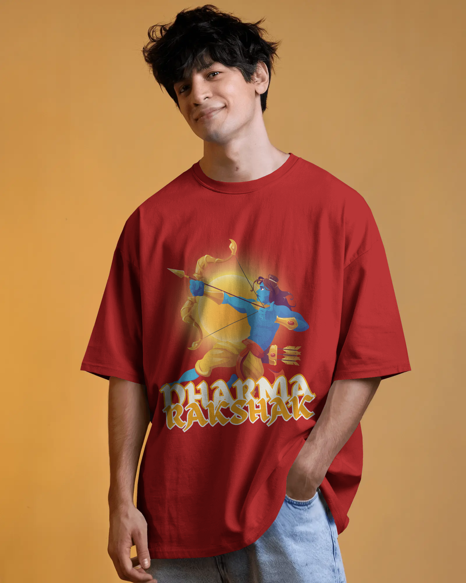 Dharma Rakshak Premium Oversized T-Shirt Red