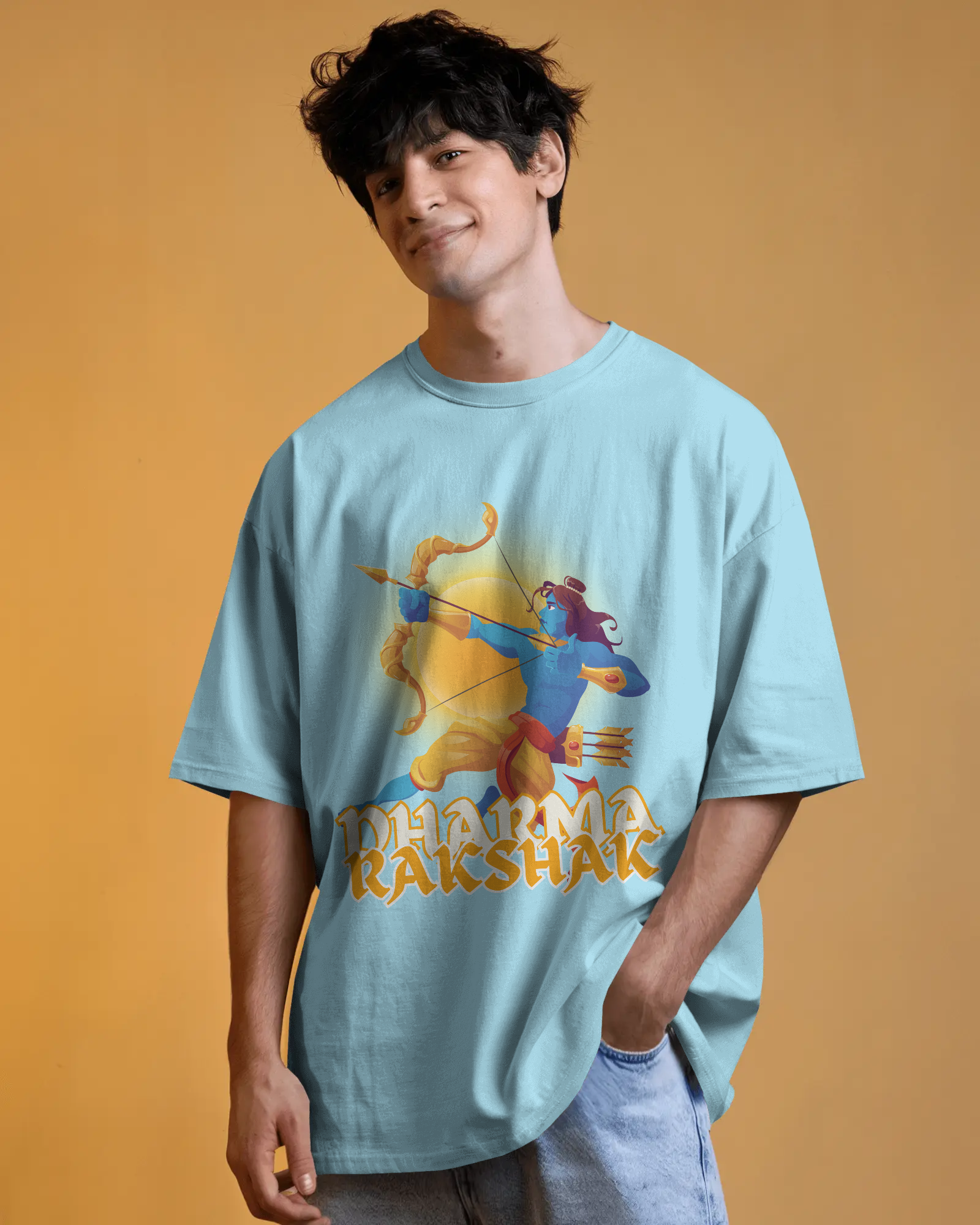 Dharma Rakshak Premium Oversized T-Shirt Sky Blue
