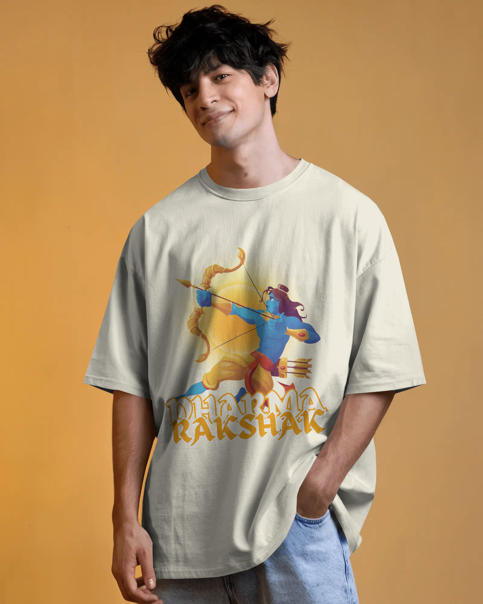 Dharma Rakshak Premium Oversized T-Shirt Off-White