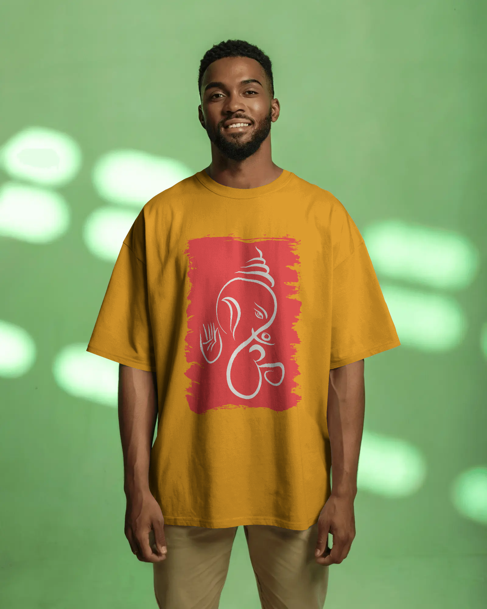 Divine Ganesha Premium Oversized T-Shirt Golden Yellow