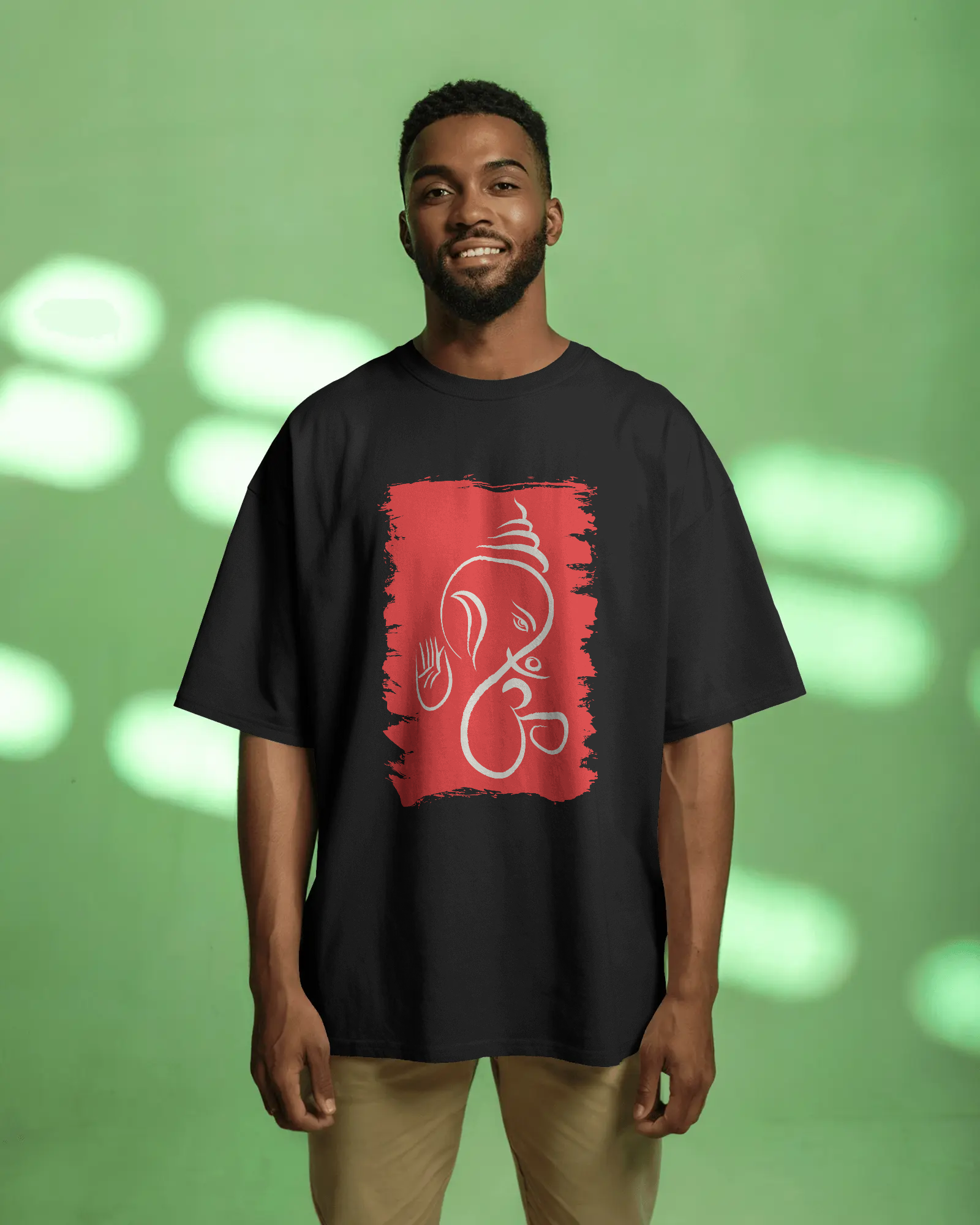 Divine Ganesha Premium Oversized T-Shirt Black