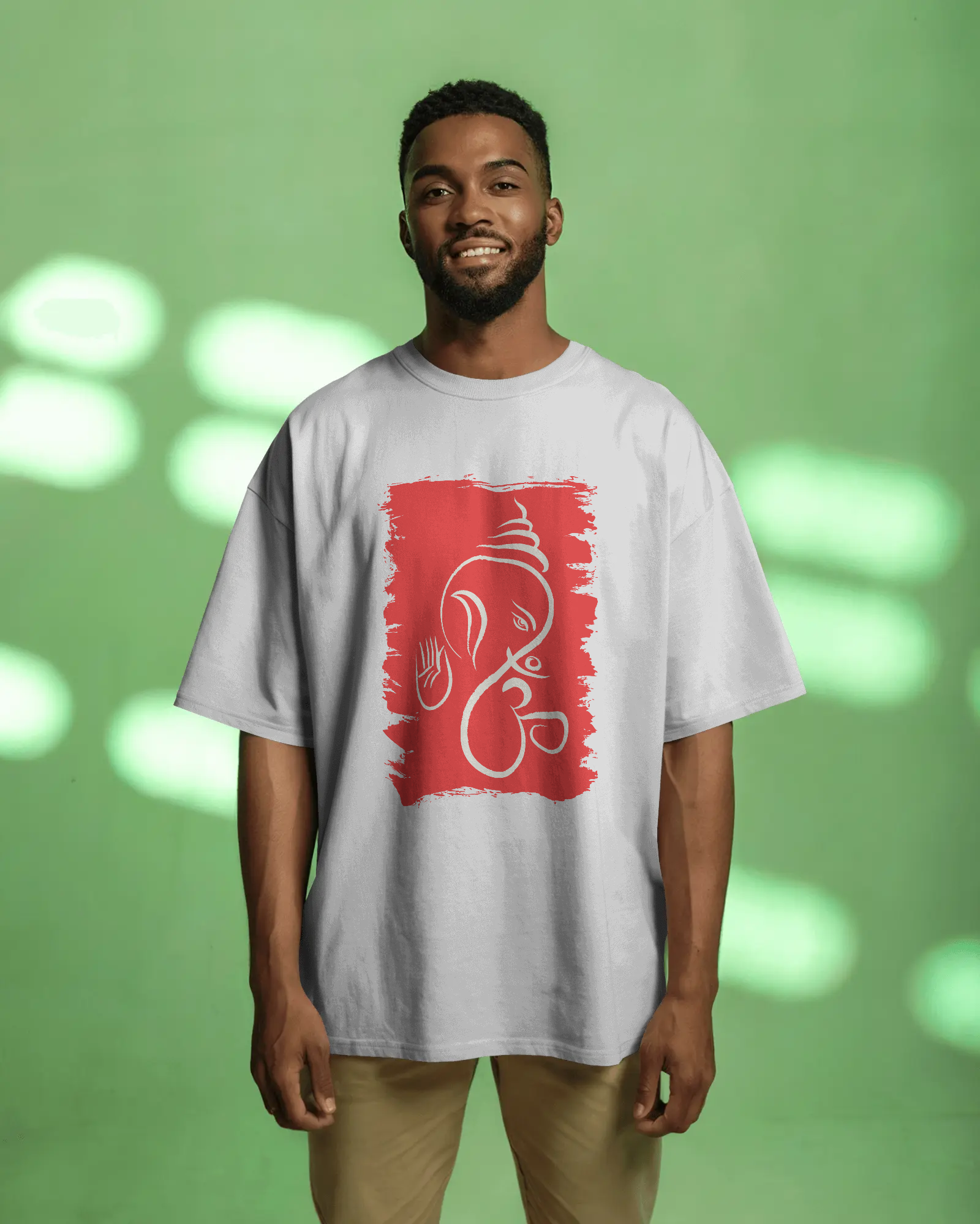 Divine Ganesha Premium Oversized T-Shirt White