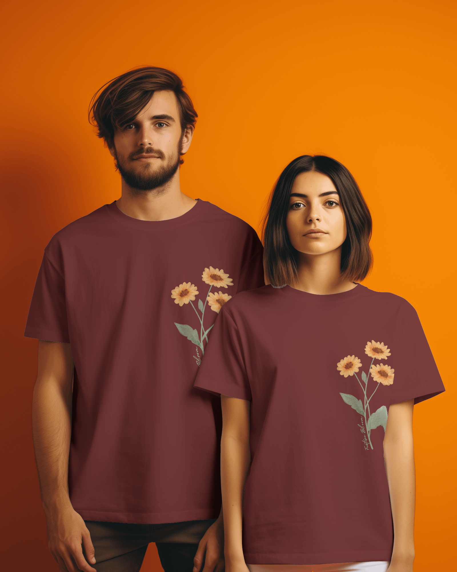 Festive Bloom Unisex Classic Fit T-Shirt Brick Red