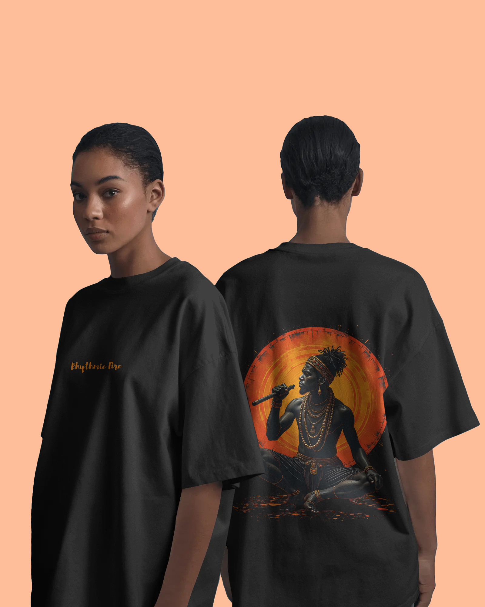 Rhythmic Fire Unisex Premium French Terry Oversized T-Shirt