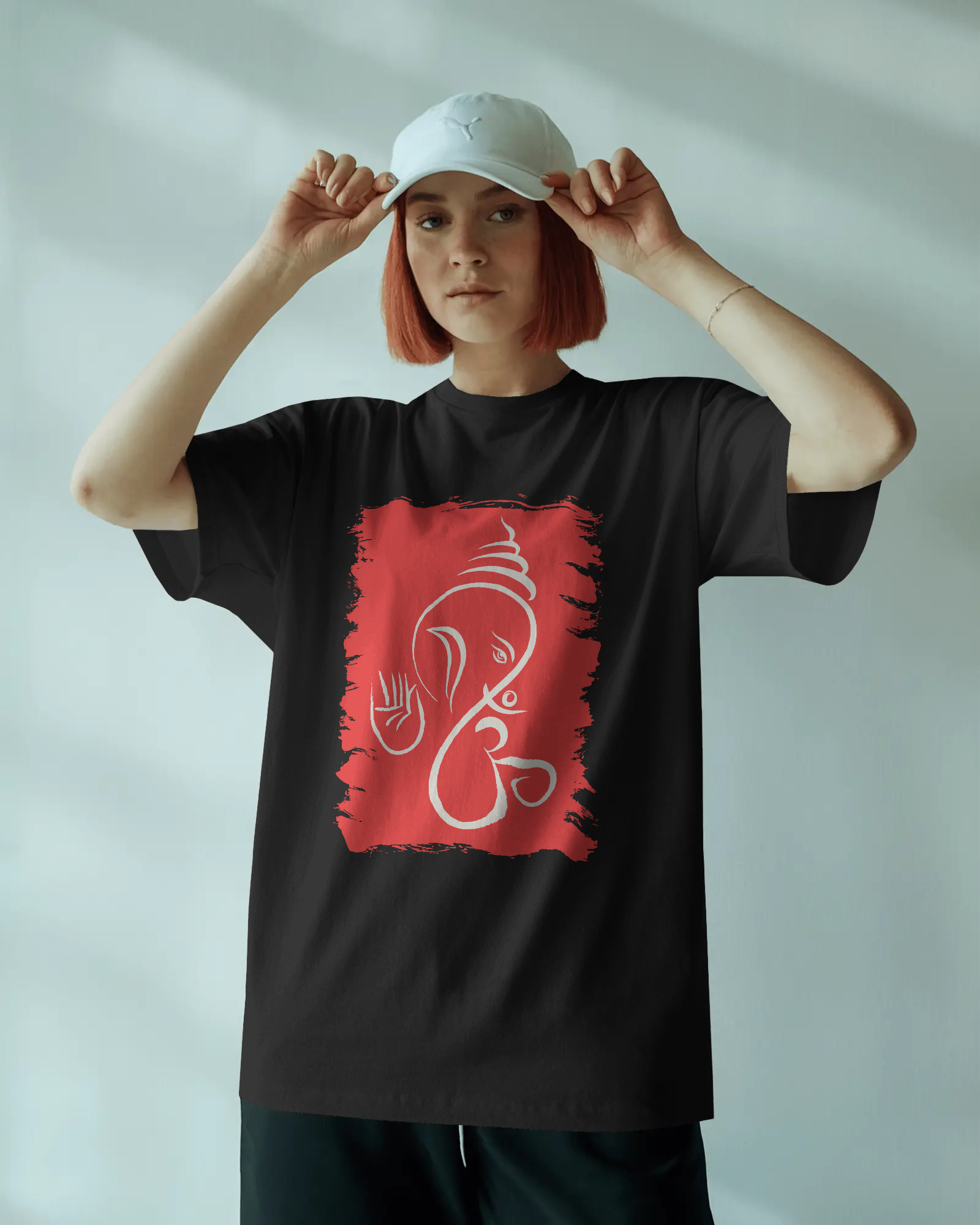 Divine Ganesha Premium Oversized T-Shirt Black