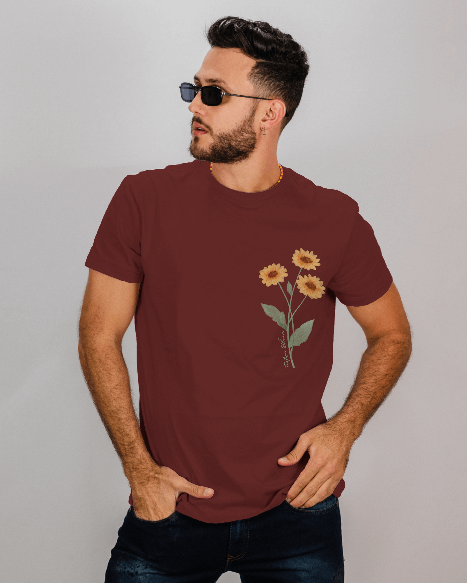 Festive Bloom Unisex Classic Fit T-Shirt Brick Red