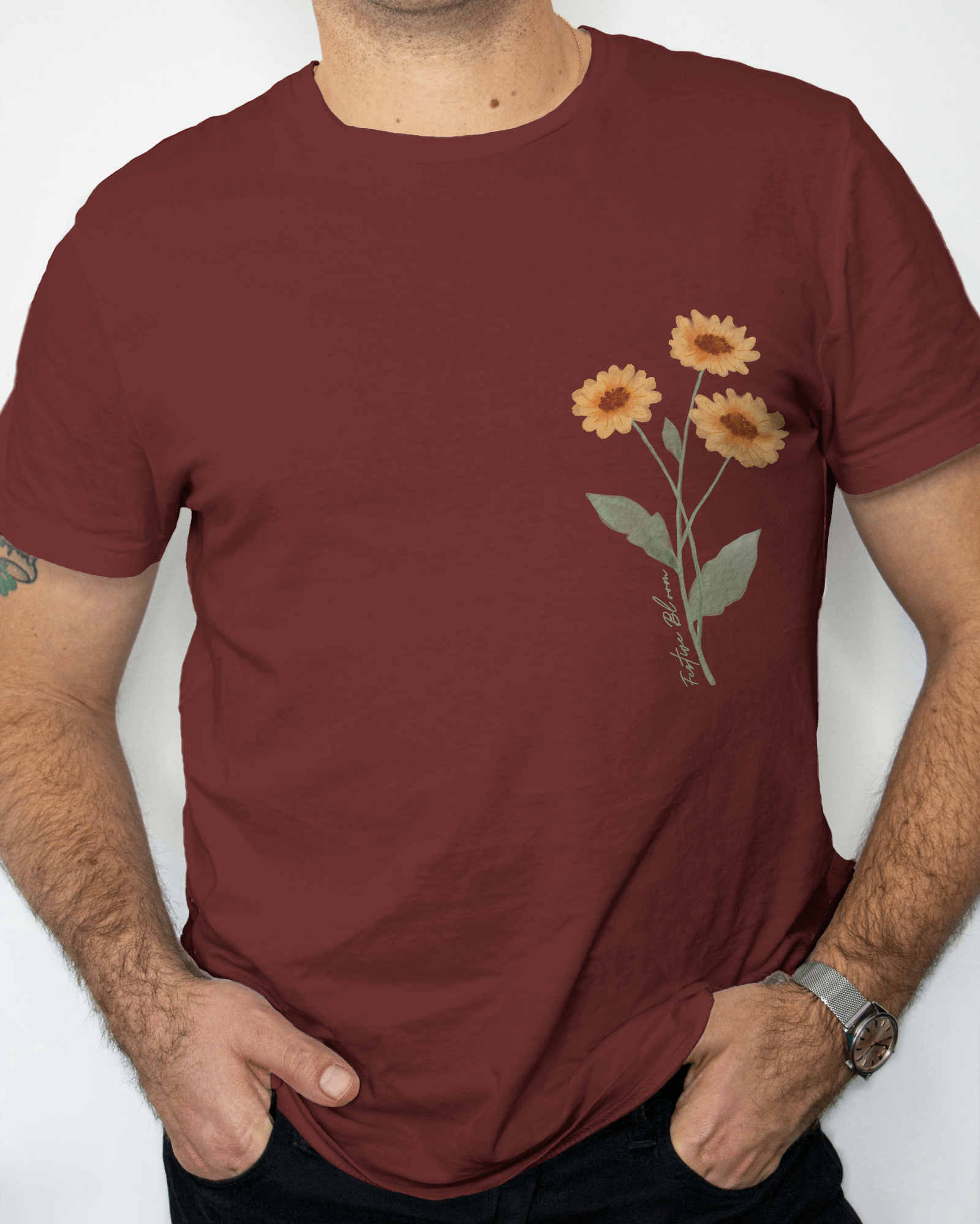 Festive Bloom Unisex Classic Fit T-Shirt Brick Red
