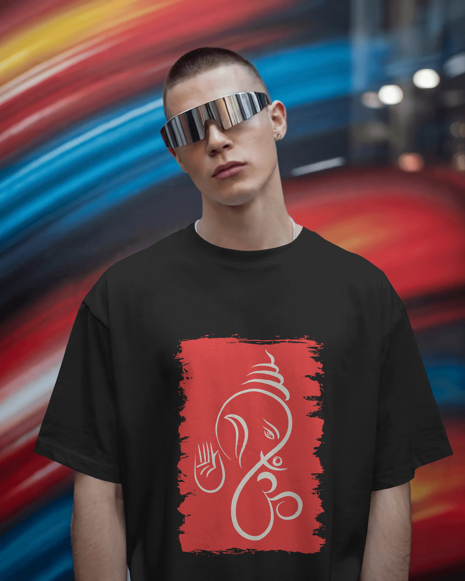 Divine Ganesha Premium Oversized T-Shirt Black