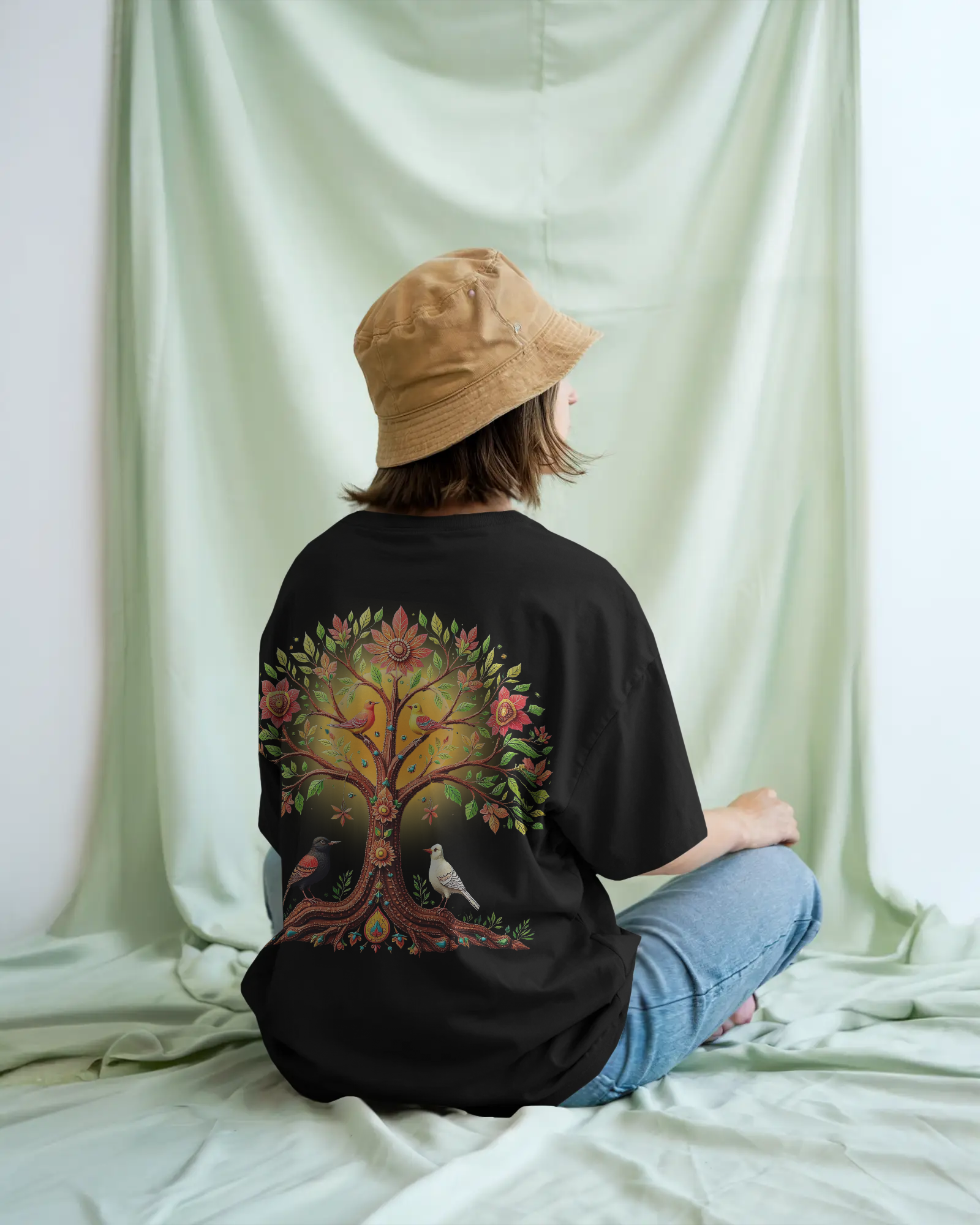 Nirvana Tree of Life Edition Premium Unisex Terry Oversized T-Shirt Black