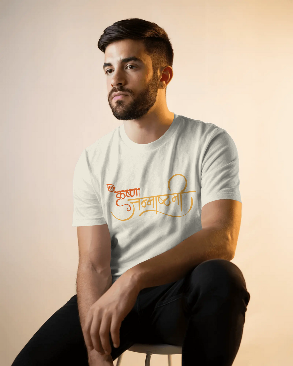 Krishna Janmashtami Unisex Classic Fit T-Shirt Off-White