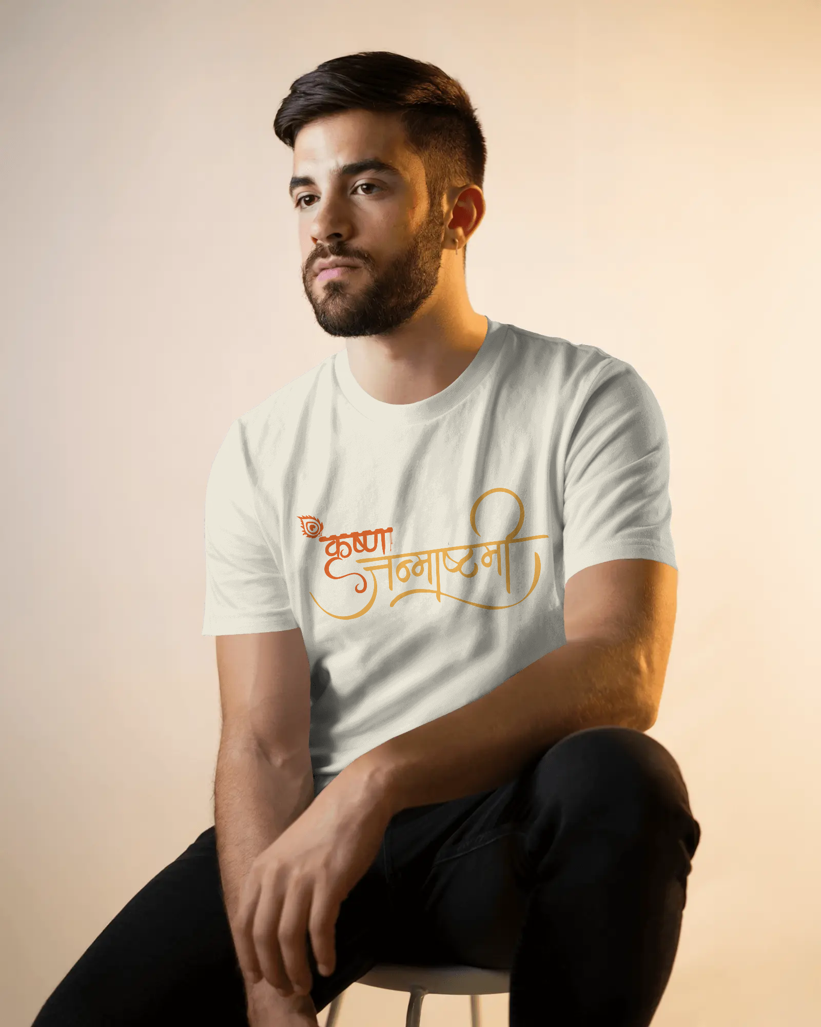 Krishna Janmashtami Unisex Classic Fit T-Shirt Off-White