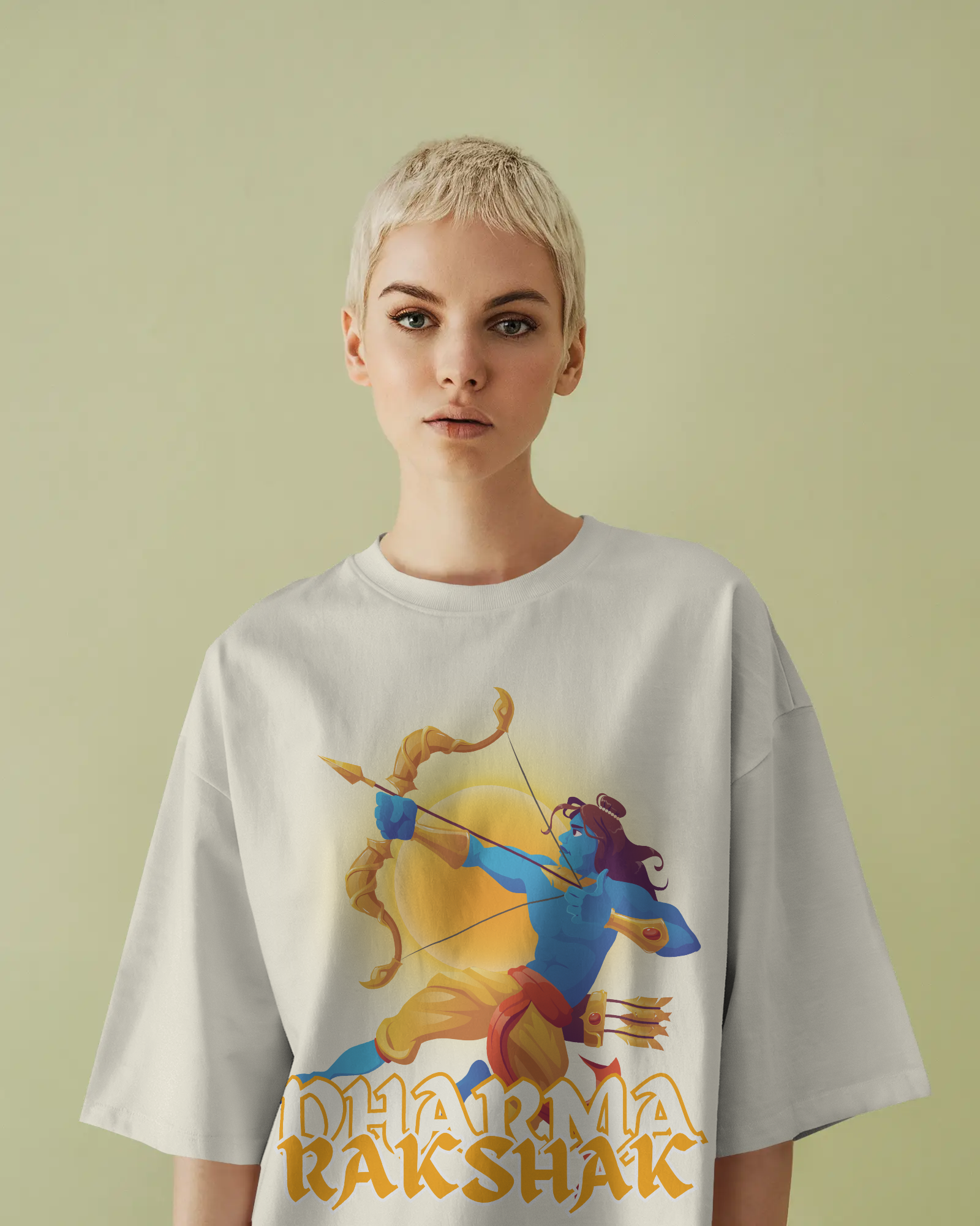 Dharma Rakshak Premium Oversized T-Shirt Off-White