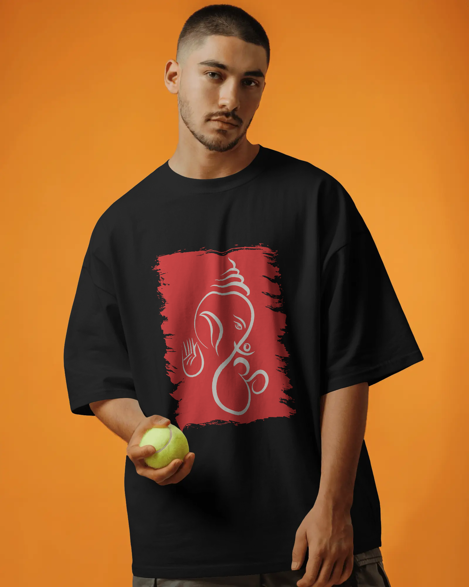 Divine Ganesha Premium Oversized T-Shirt Black