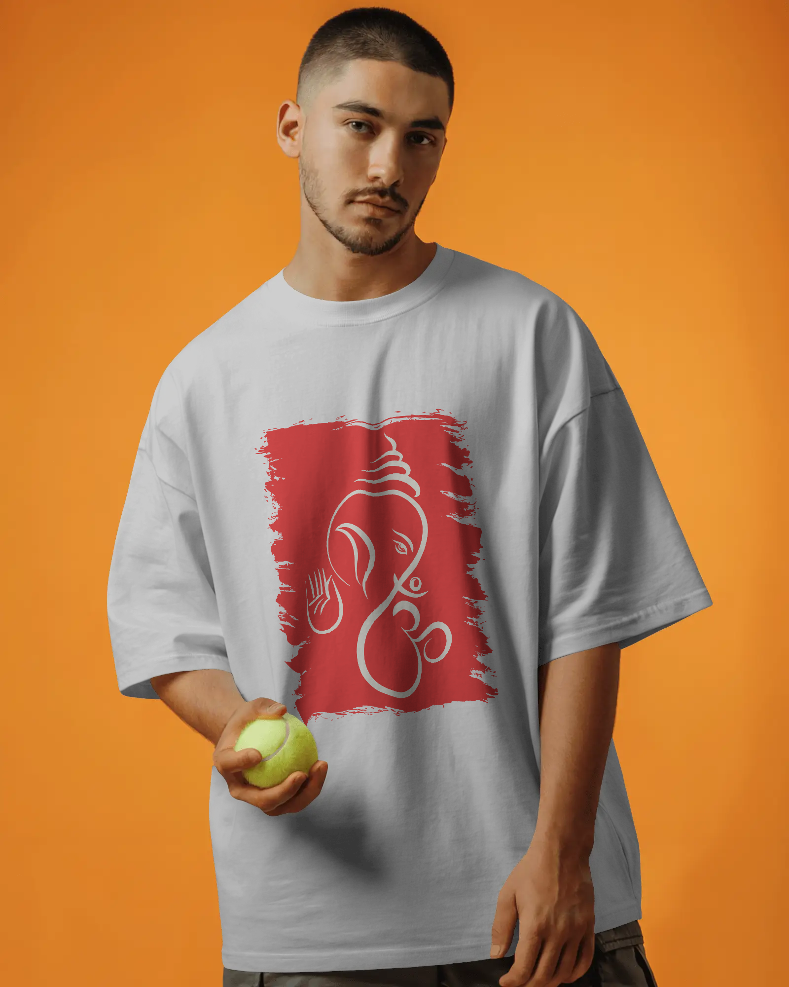 Divine Ganesha Premium Oversized T-Shirt White