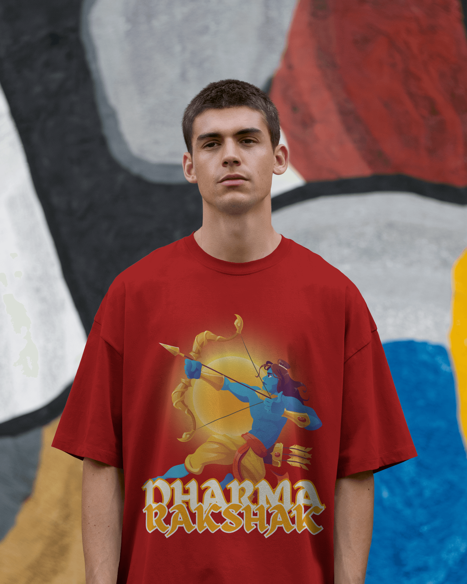Dharma Rakshak Premium Oversized T-Shirt Red