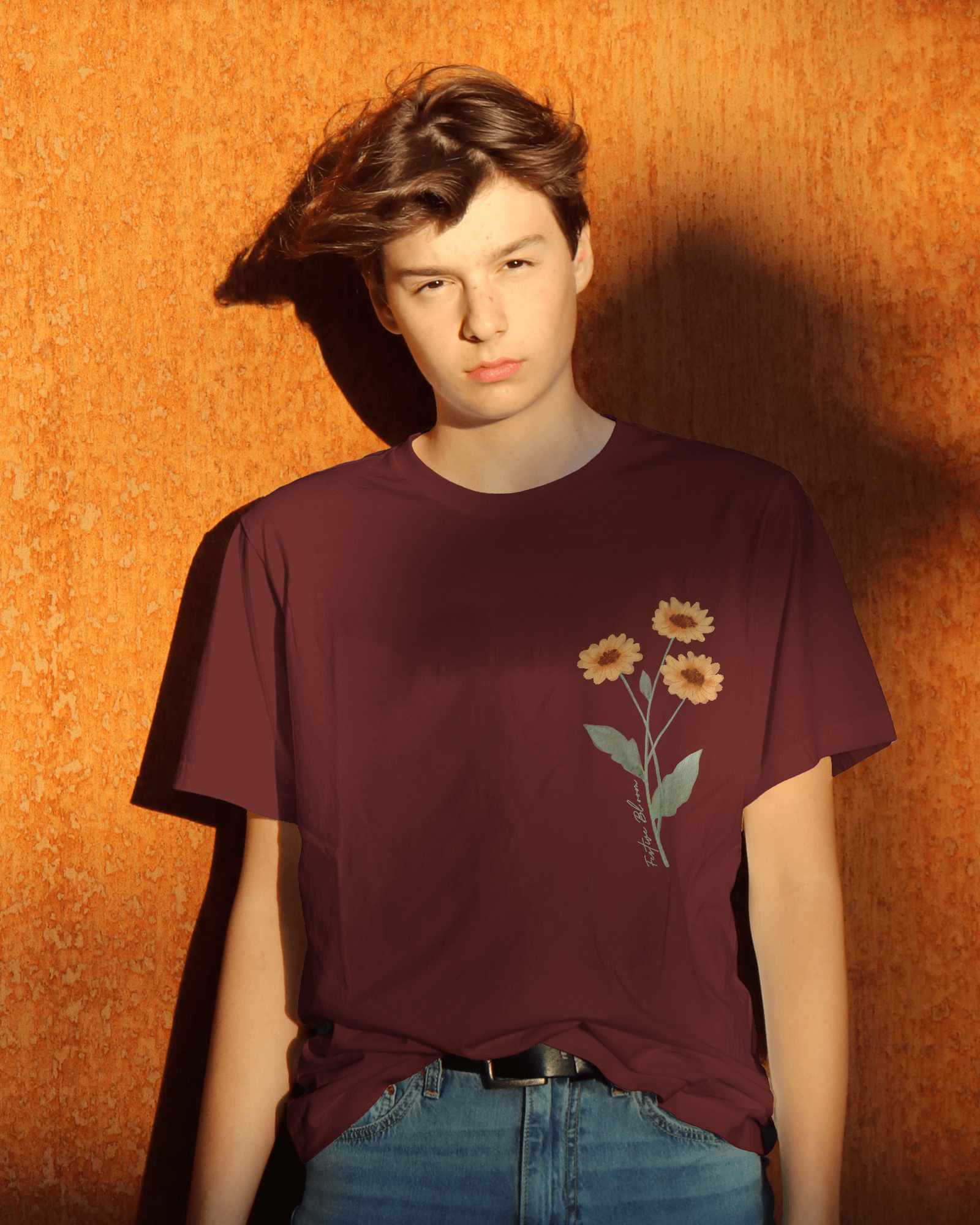 Festive Bloom Unisex Classic Fit T-Shirt Brick Red